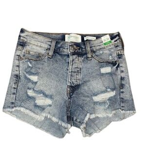 3/26 RE GENERATION SHORTS Light Blue Ripped Jean Shorts DISTRESSED beach babe
